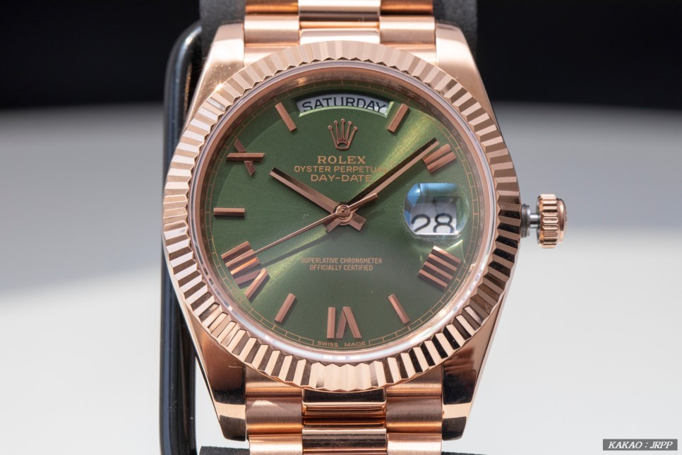 롤렉스 데이데이트 40 에버로즈골드 그린다이얼 레플리카시계 리뷰! Rolex Day-Date 40 228235 Everosegold Green 이미지 4