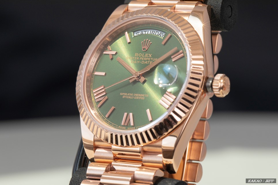 롤렉스 데이데이트 40 에버로즈골드 그린다이얼 레플리카시계 리뷰! Rolex Day-Date 40 228235 Everosegold Green 이미지 6
