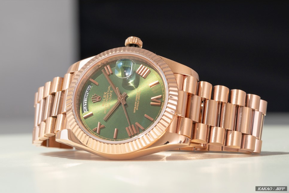 롤렉스 데이데이트 40 에버로즈골드 그린다이얼 레플리카시계 리뷰! Rolex Day-Date 40 228235 Everosegold Green 이미지 7