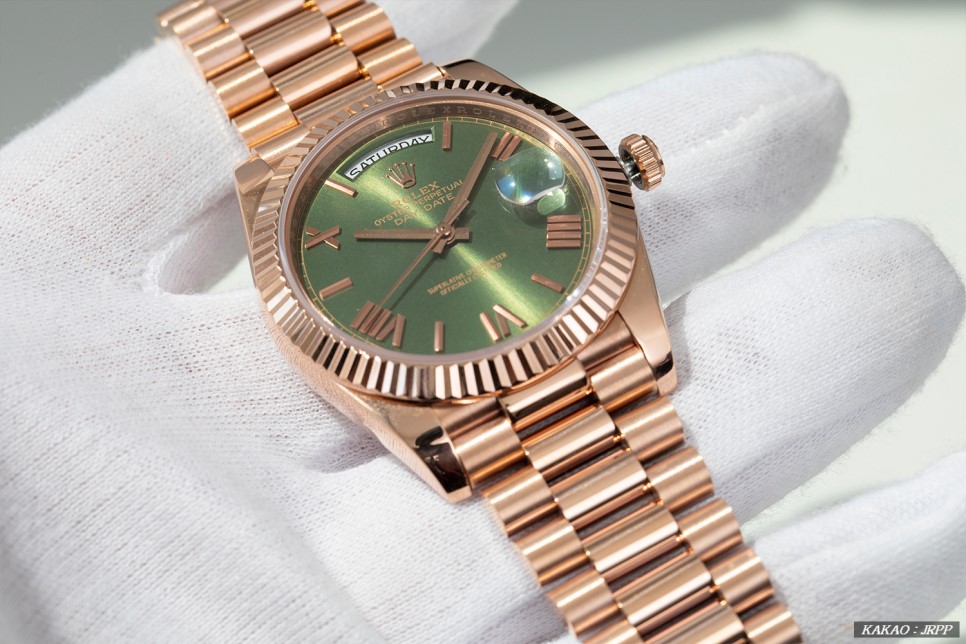 롤렉스 데이데이트 40 에버로즈골드 그린다이얼 레플리카시계 리뷰! Rolex Day-Date 40 228235 Everosegold Green 이미지 11