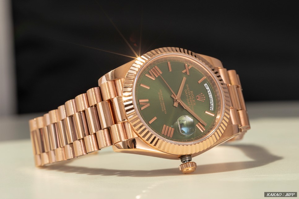 롤렉스 데이데이트 40 에버로즈골드 그린다이얼 레플리카시계 리뷰! Rolex Day-Date 40 228235 Everosegold Green 이미지 14