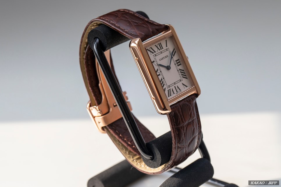 까르띠에 탱크솔로 27mm 로즈골드금장 브라운 크로커다일스트랩 레플리카시계 리뷰! Cartier Tank Solo 27mm Rosegold(Pinkgold) 이미지 4