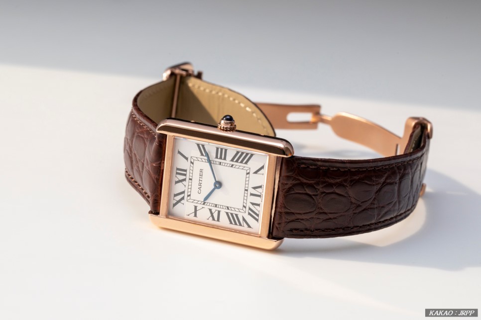 까르띠에 탱크솔로 27mm 로즈골드금장 브라운 크로커다일스트랩 레플리카시계 리뷰! Cartier Tank Solo 27mm Rosegold(Pinkgold) 이미지 5
