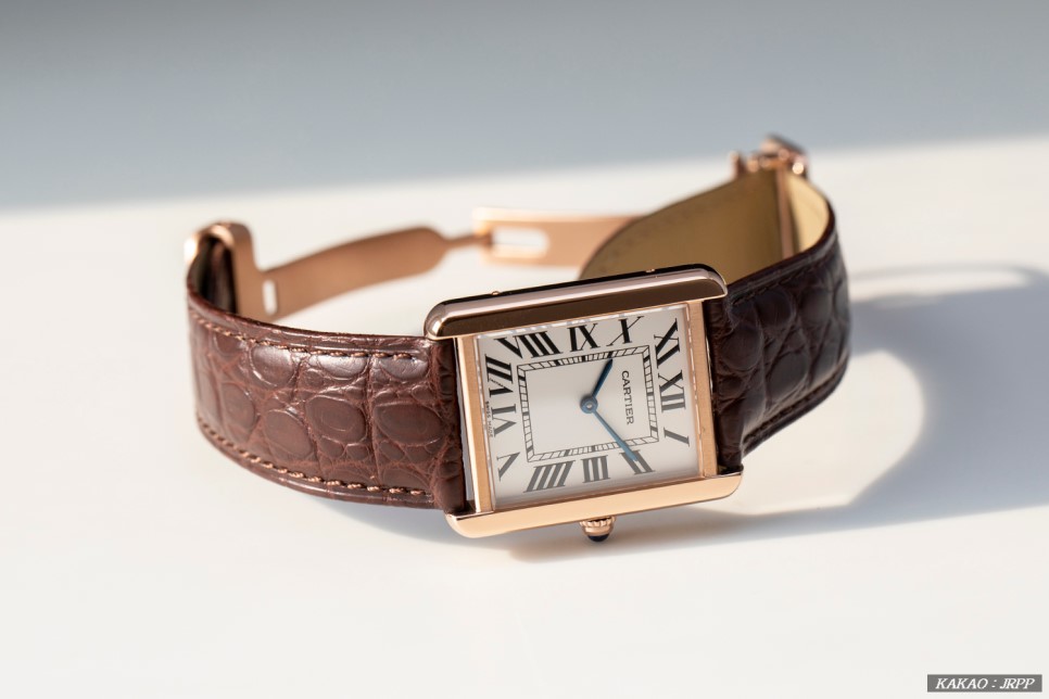 까르띠에 탱크솔로 27mm 로즈골드금장 브라운 크로커다일스트랩 레플리카시계 리뷰! Cartier Tank Solo 27mm Rosegold(Pinkgold) 이미지 6